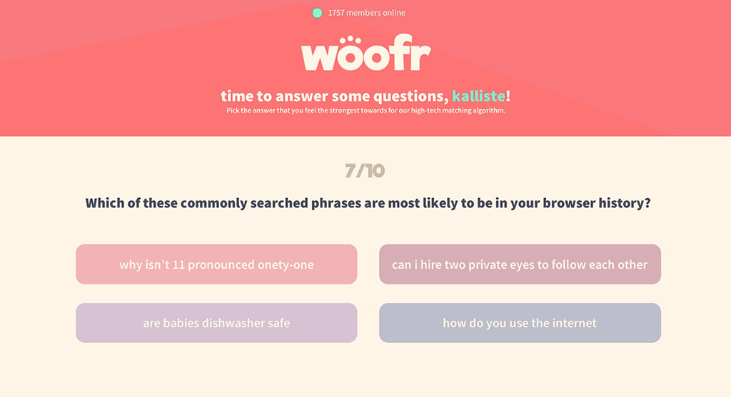 Best Friend Forever dating app Woofr profile questions