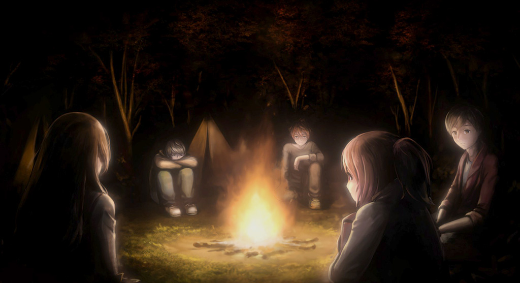 Re:Turn - Friends sitting around a campfire