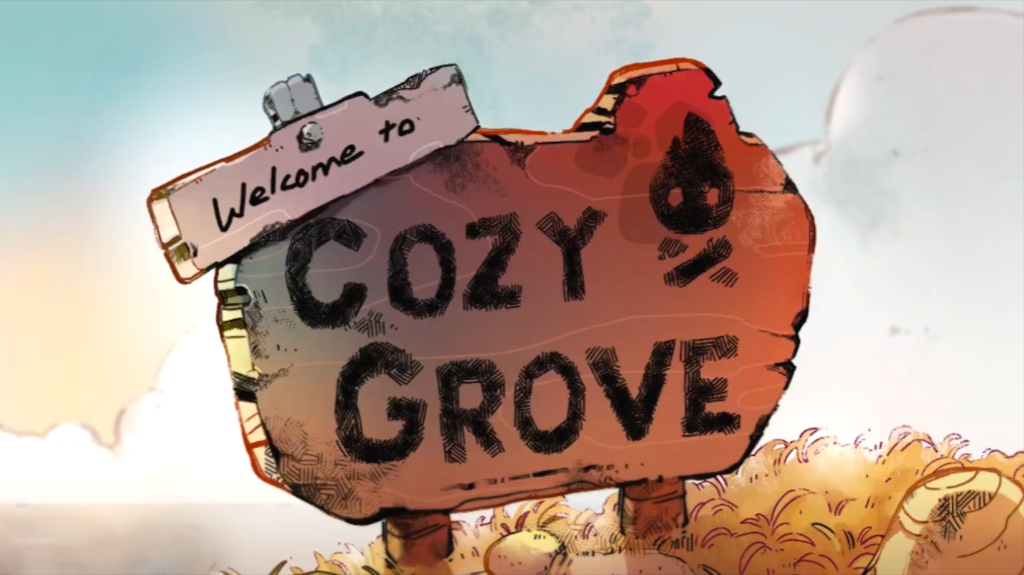 Welcome to Cozy Grove sign