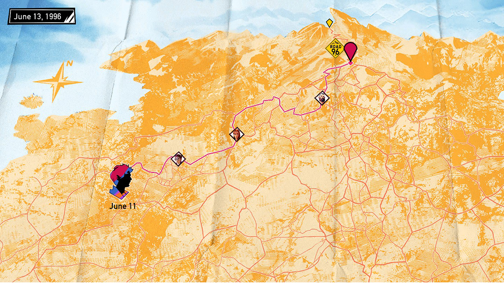 Map of Petria with a teen's trip shown