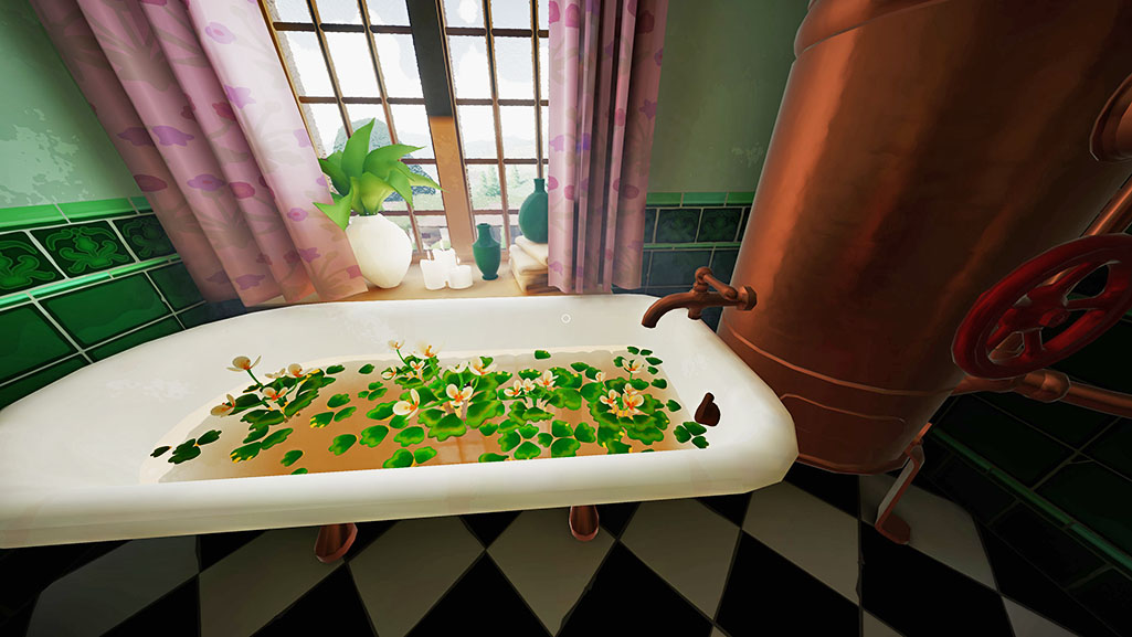 Flower blooming in a bathtub